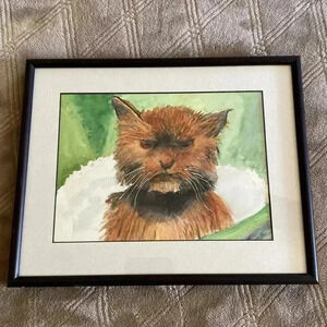 Grumpy Cat Water Color 8x10 Framed Art Picture.